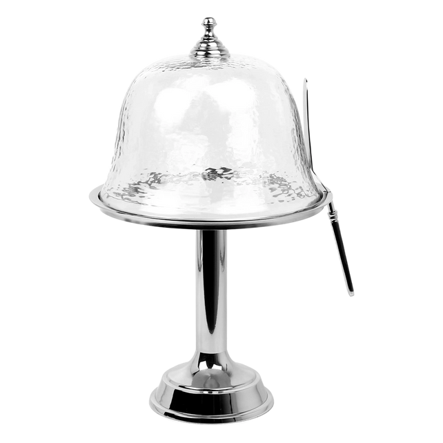 Dome w/stand w/hammered glass ALU/NI  30x30x47