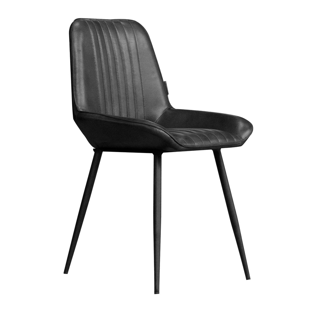 2x Dining chairs black leather iron legs 45x55x83