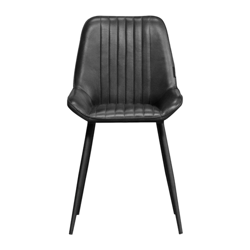 2x Dining chairs black leather iron legs 45x55x83