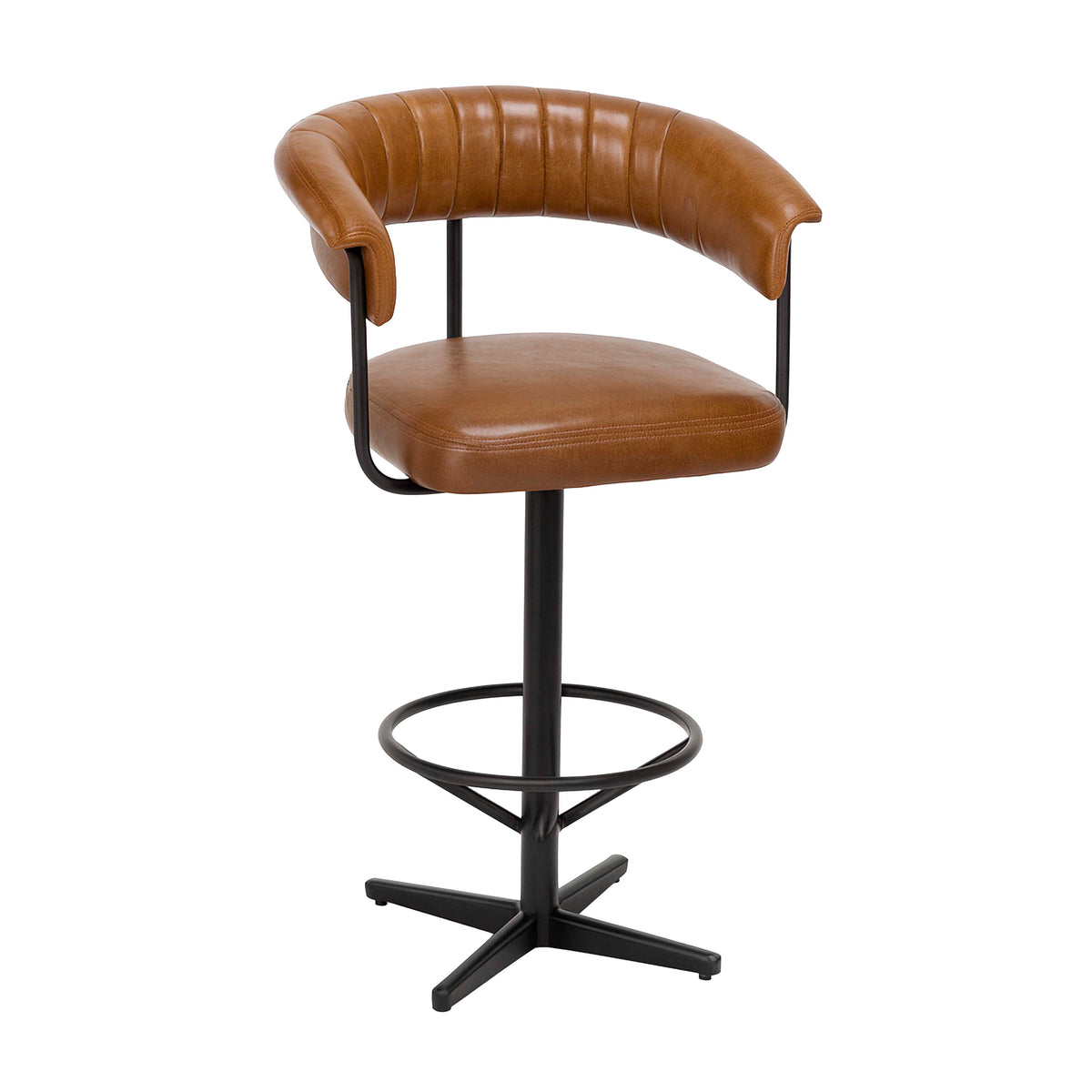 Barkruk DEXTER 55x53x105cm cognackleurig leer