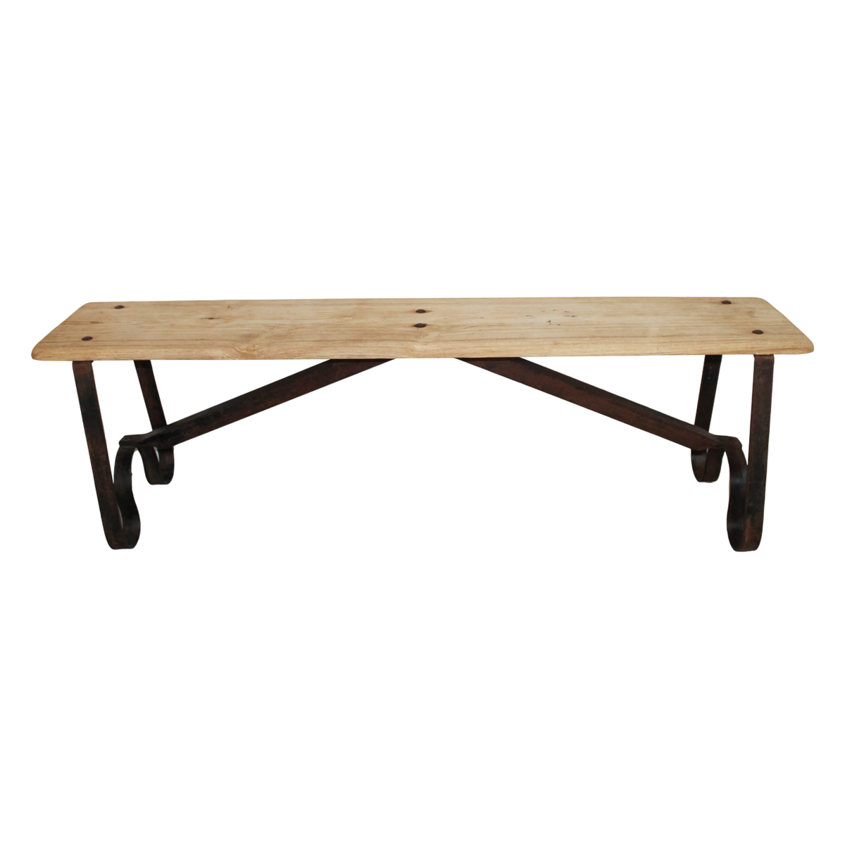 Bench recycled teak wood IR/BLACK legs 152x40x47