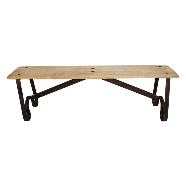 Bench recycled teak wood IR/BLACK legs 152x40x47