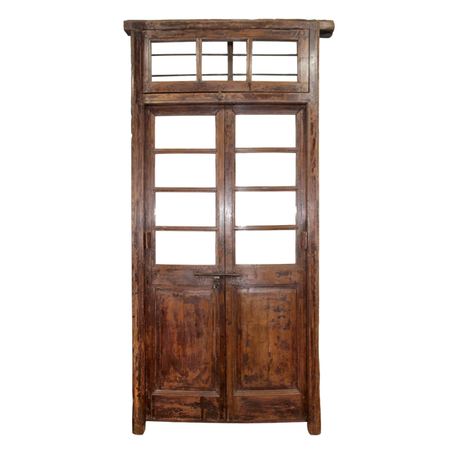 Door w/glass windows teak wood 122x10x260