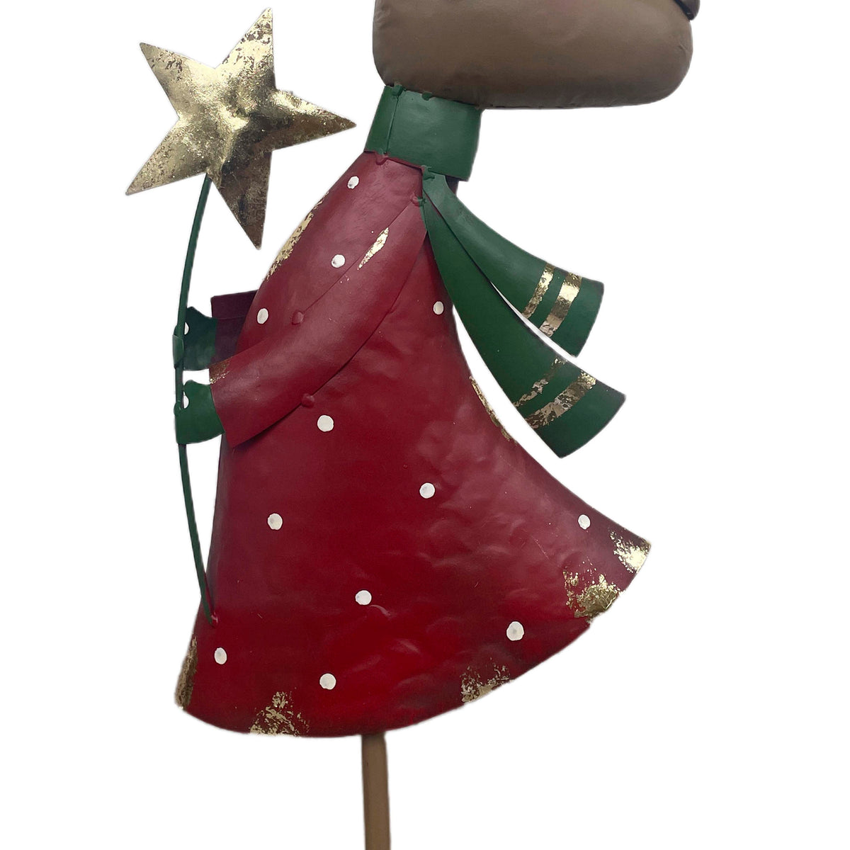 Decorative deer w/star red/green metal 23x15x65