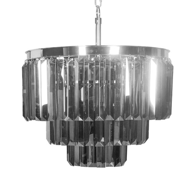 Chandelier IR/NI frame smokey glass 50x50x50