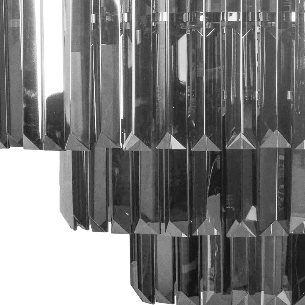 Chandelier IR/NI frame smokey glass 50x50x50