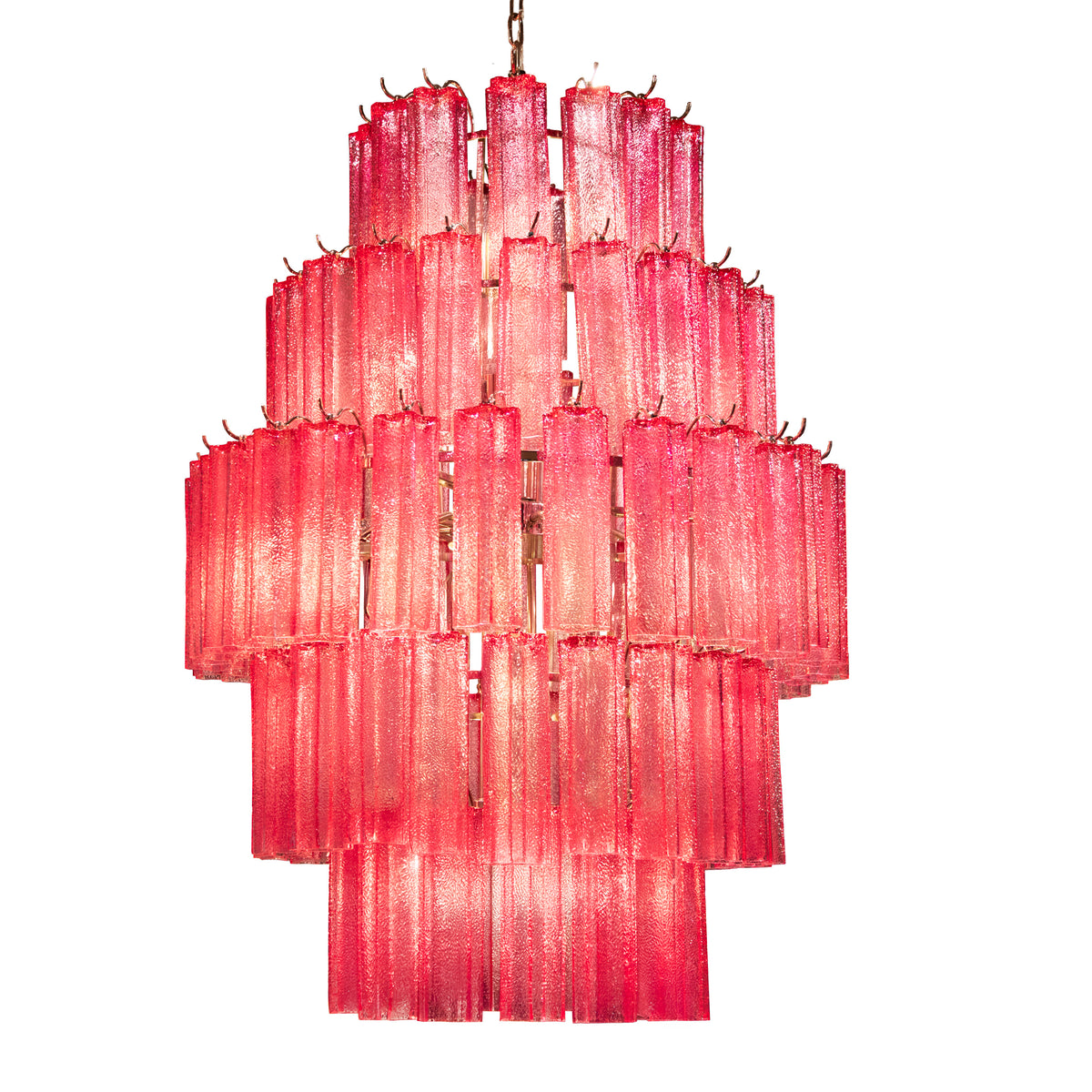 Chandelier IR/NI fuchsia glass 80x80x119 18xE14