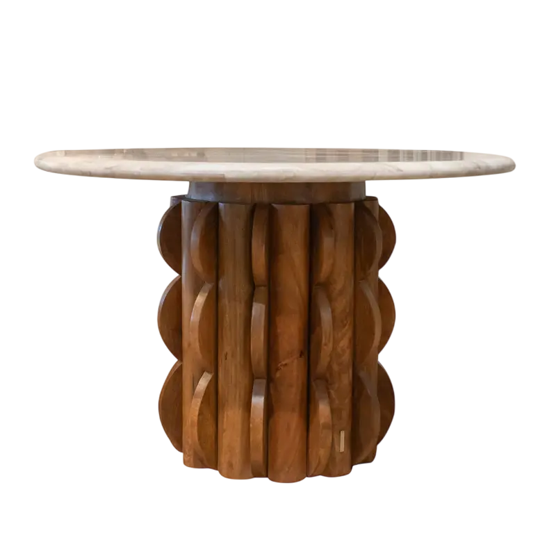 Dining table LYRA Ø120x76cm brown marble top