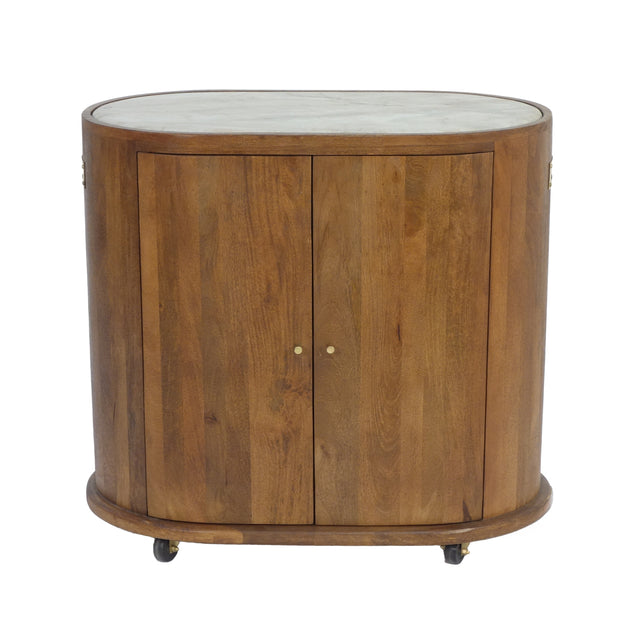 Cabinet BUDAPEST on wheels w/marble top 80x40x76cm brown