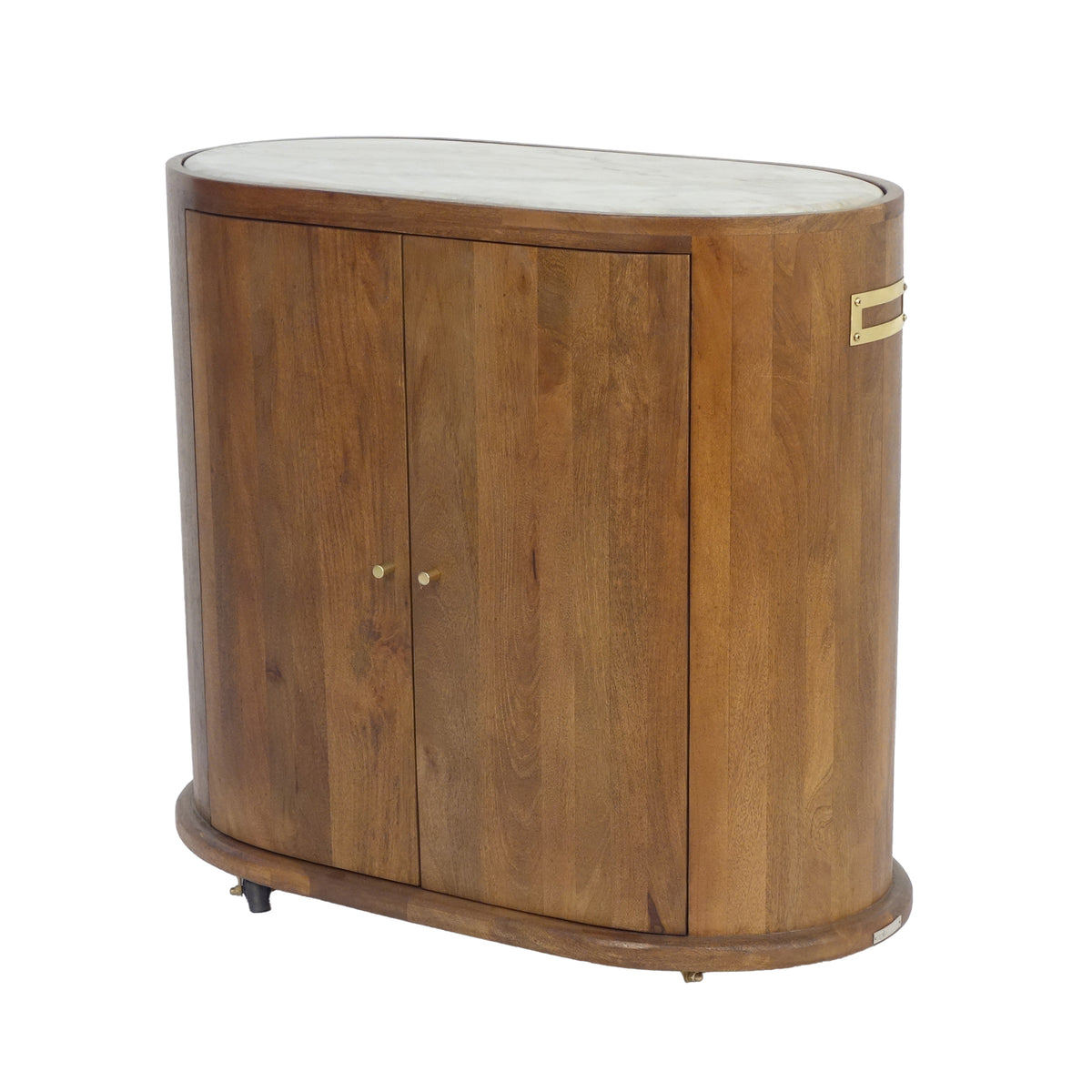 Cabinet BUDAPEST on wheels w/marble top 80x40x76cm brown