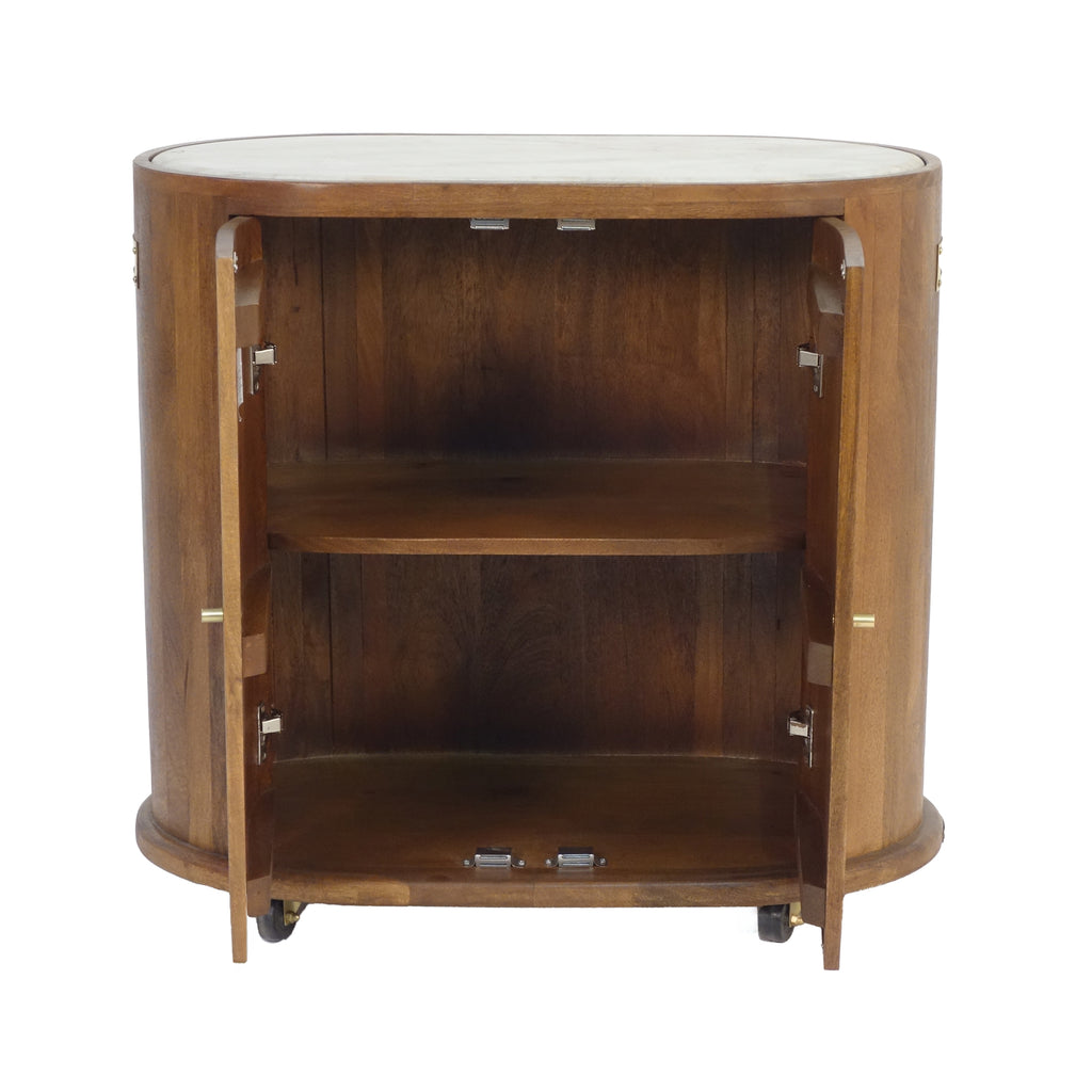 Rollcontainer BUDAPEST mit Marmorplatte 80x40x76cm braun