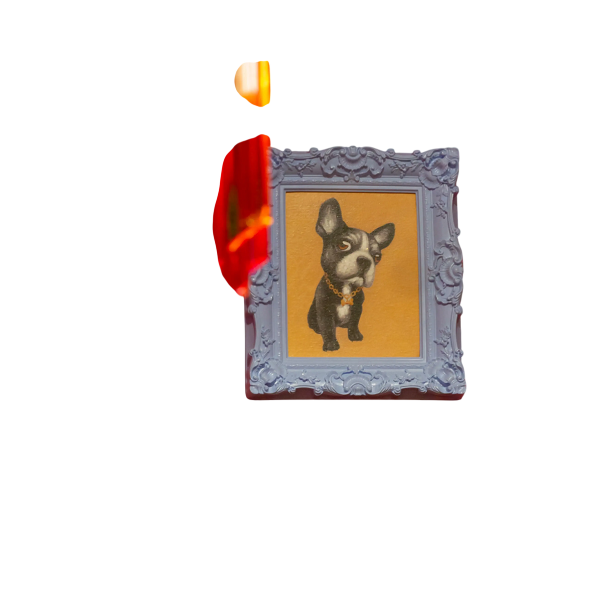 Handpainting dog w/lilac frame 31x36