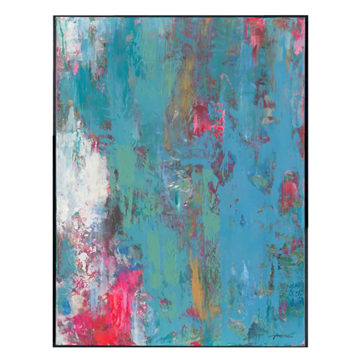 OUTLET Handpainting abstract blue multi colors 150x200