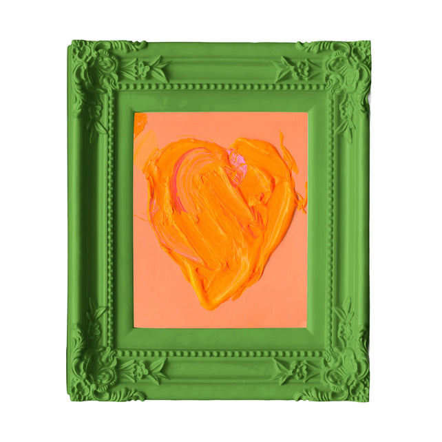 OUTLET Handpainting heart orange w/green frame 34x38