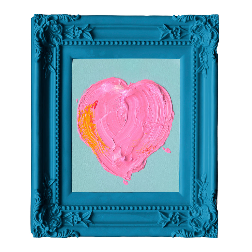 OUTLET Handpainting heart pink w/blue frame 34x38