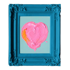 OUTLET Handpainting heart pink w/blue frame 34x38