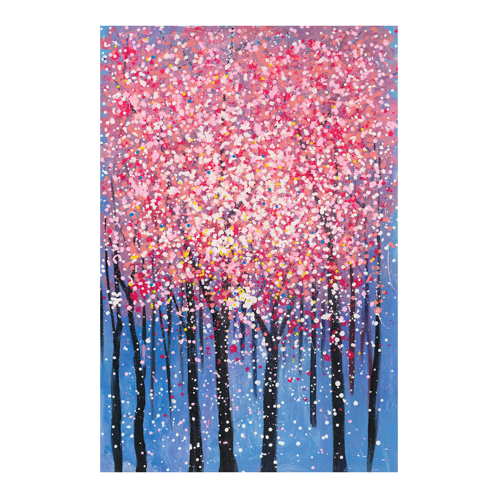 OUTLET Handpainting blossom tree blue/pink no frame 100x150