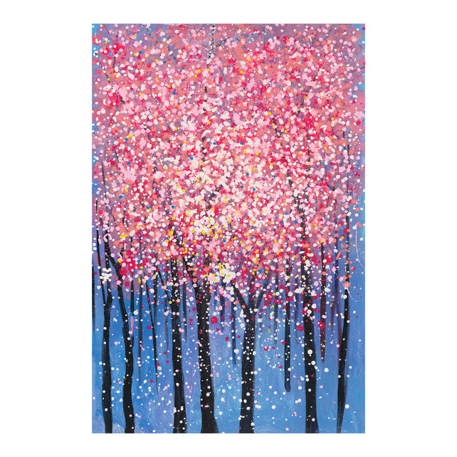 OUTLET Handpainting blossom tree blue/pink no frame 100x150