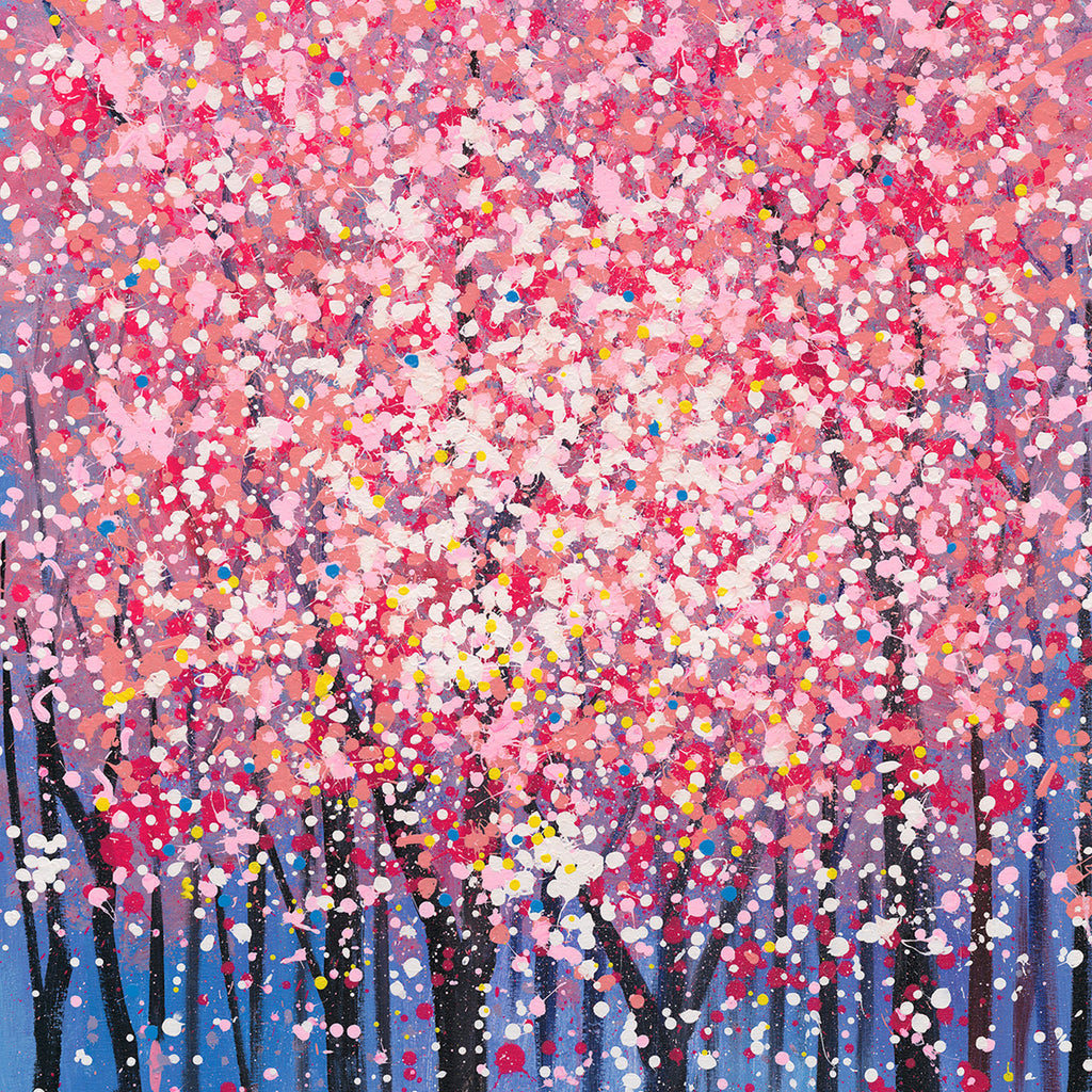 OUTLET Handpainting blossom tree blue/pink no frame 100x150