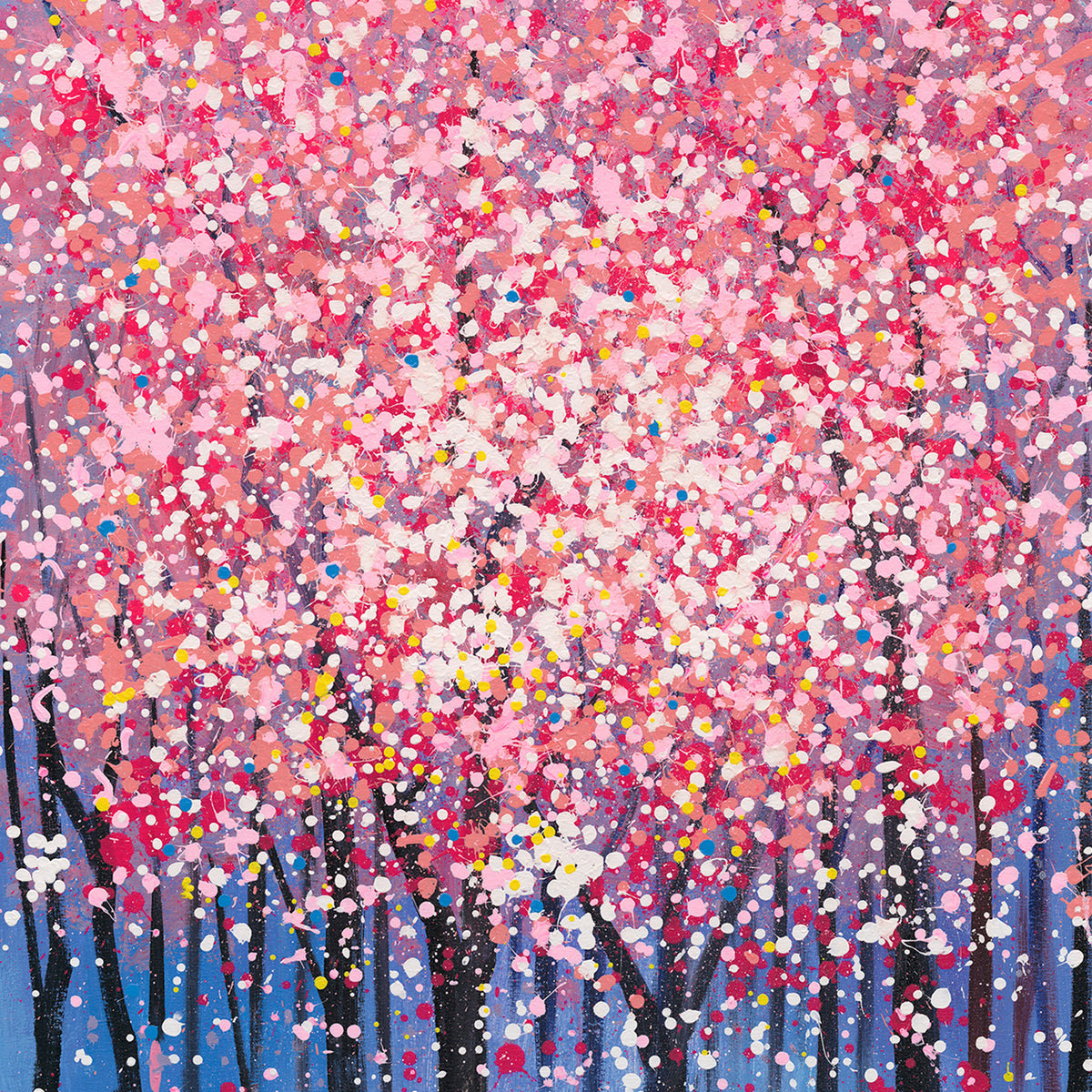 OUTLET Handpainting blossom tree blue/pink no frame 100x150