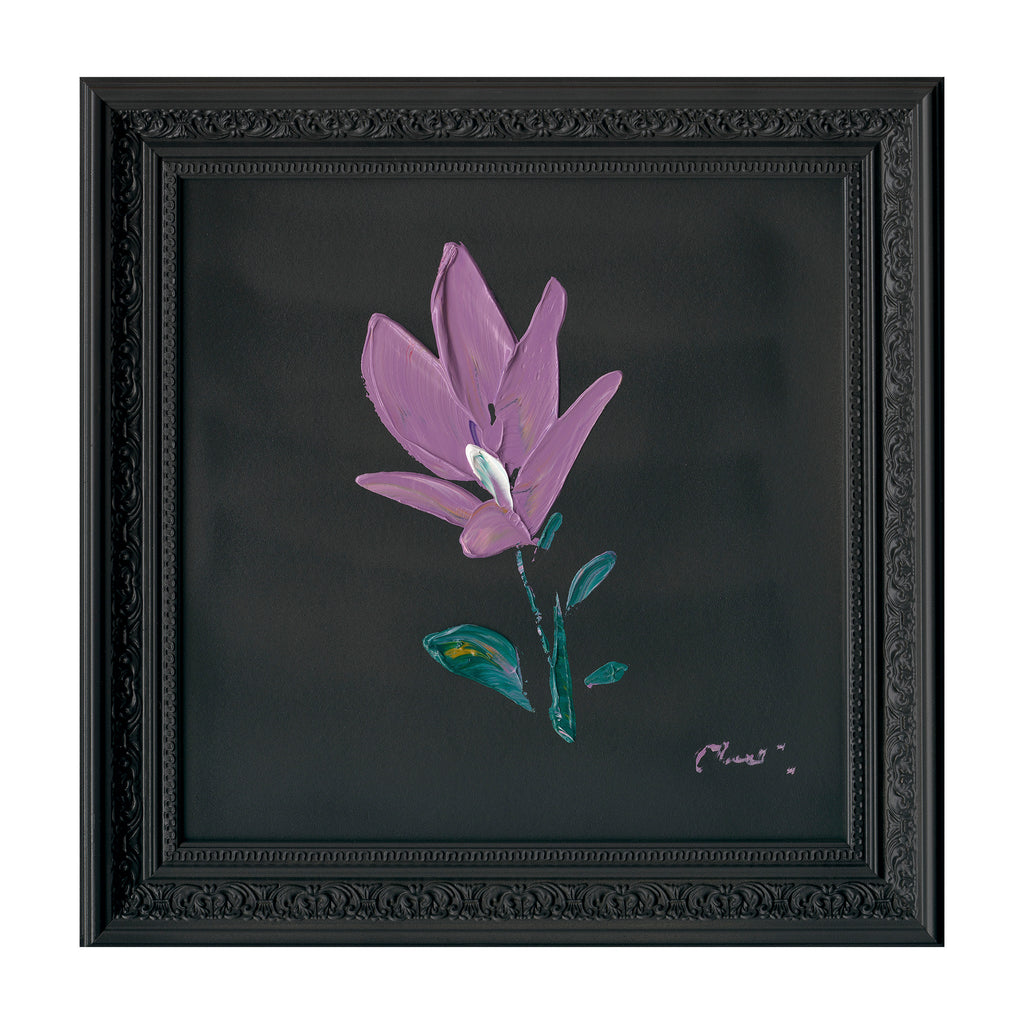OUTLET Handpainting flower pink/brown w/frame 30x30