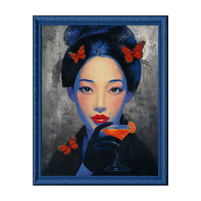 Handpainting MAY 90x120cm blue