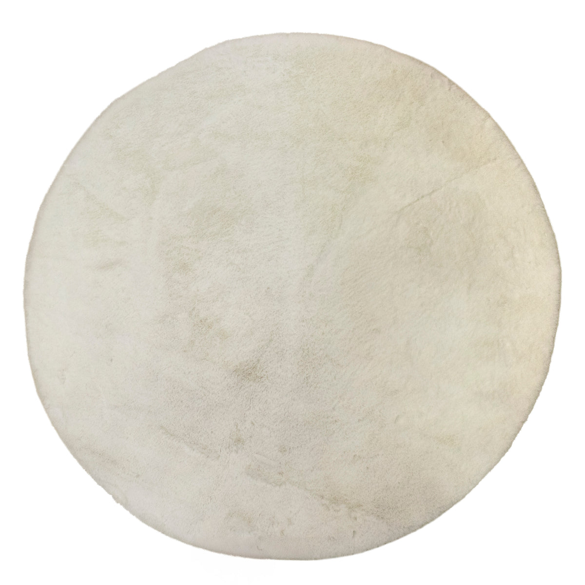 Rug round rabbit faux fur ivory 200x200x5