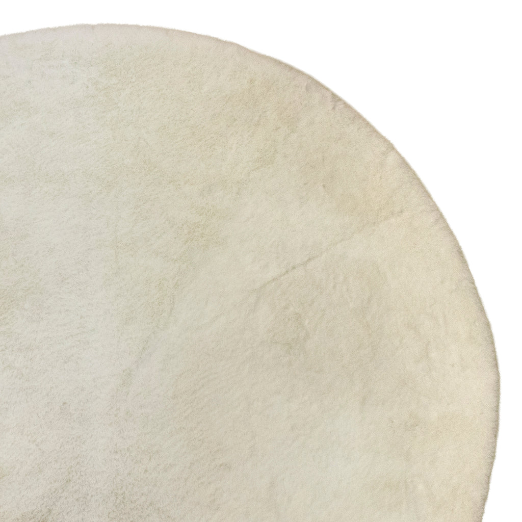 Rug round rabbit faux fur ivory 200x200x5