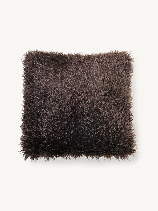 Cushion LYLE faux fur 50x50cm dark brown