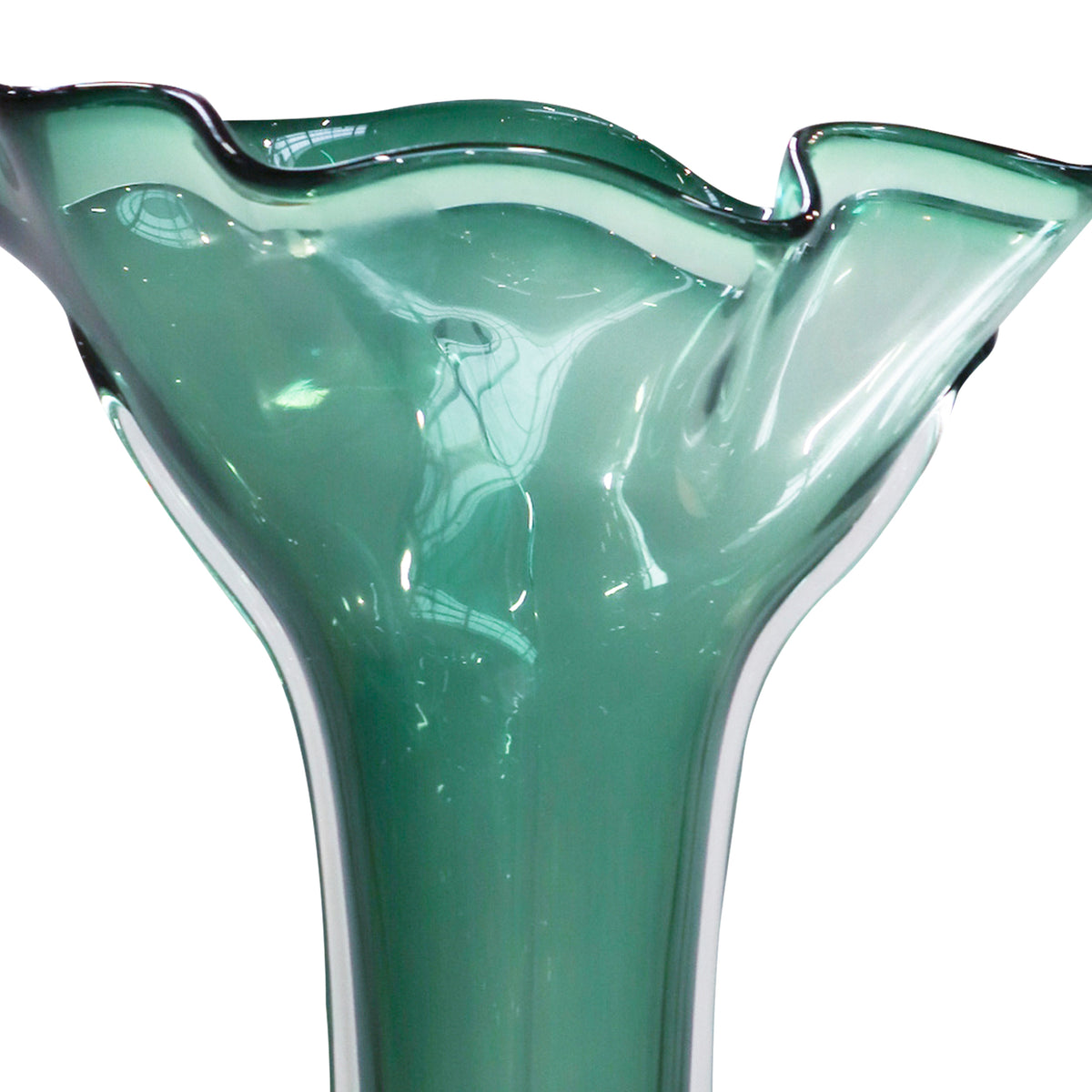 Vase handblown green glass 25x24x42