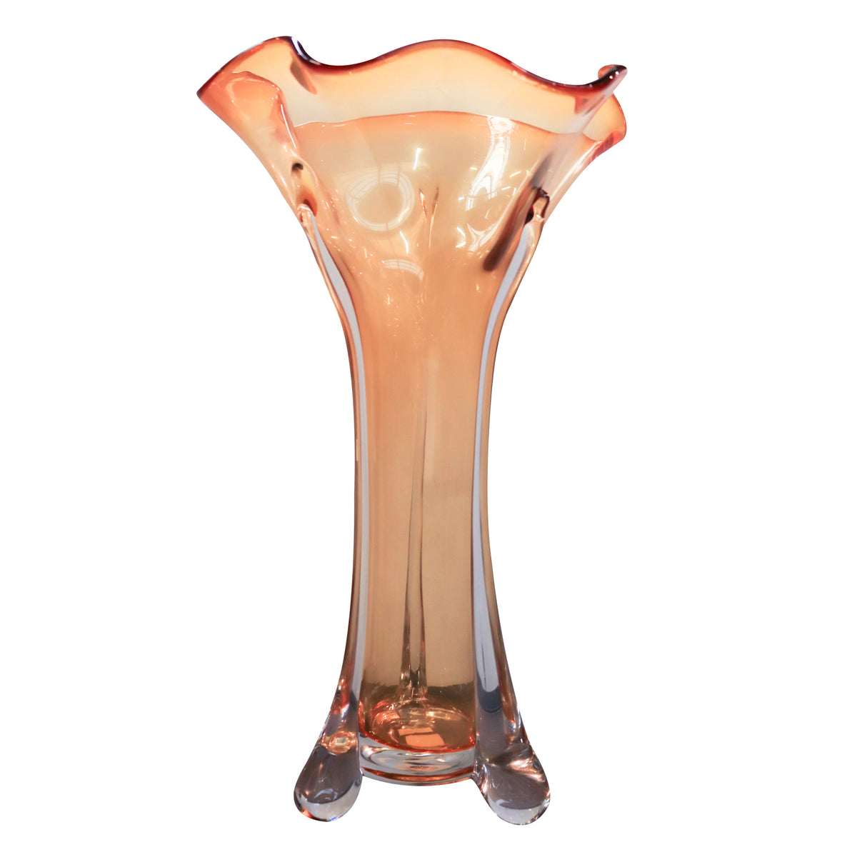 Vase handblown yellow glass 29x25x50