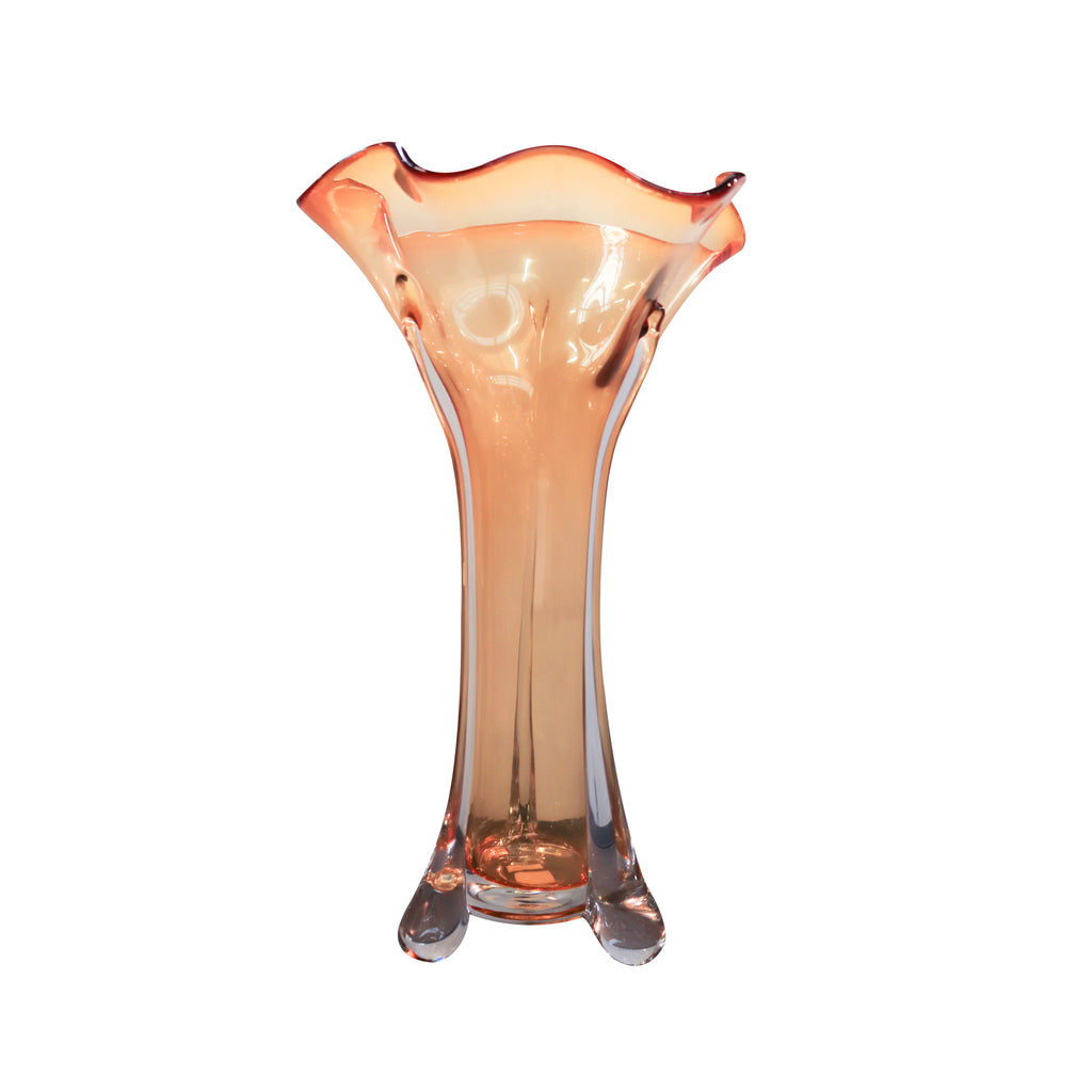 Vase handblown yellow glass 25x24x42