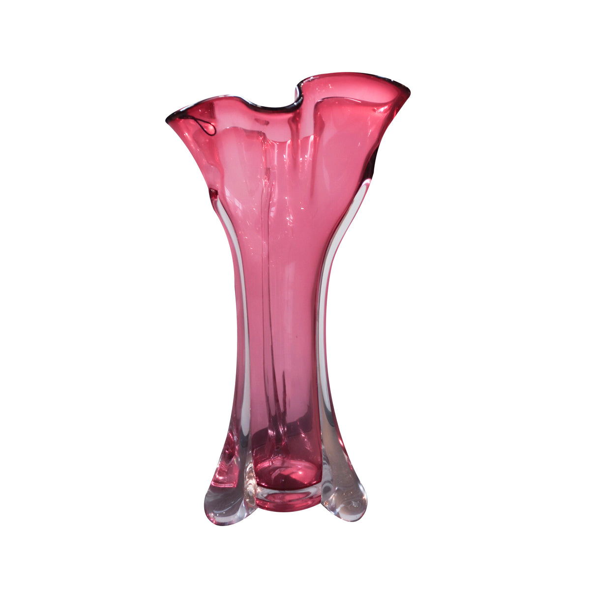 Vase handblown pink glass 25x24x42