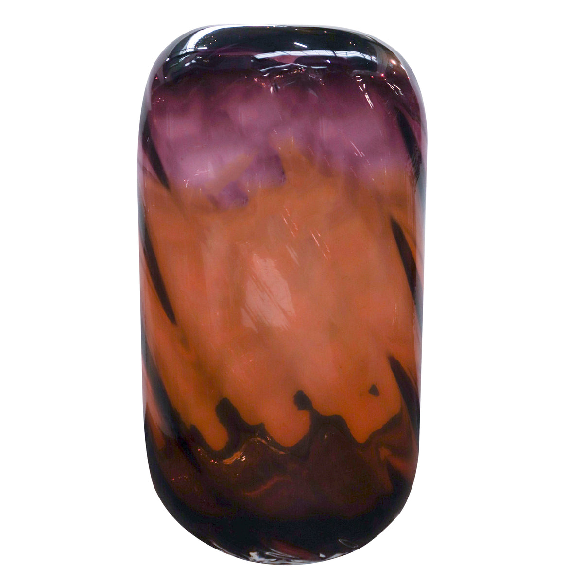 Vase handblown orange/purple 20x14x38