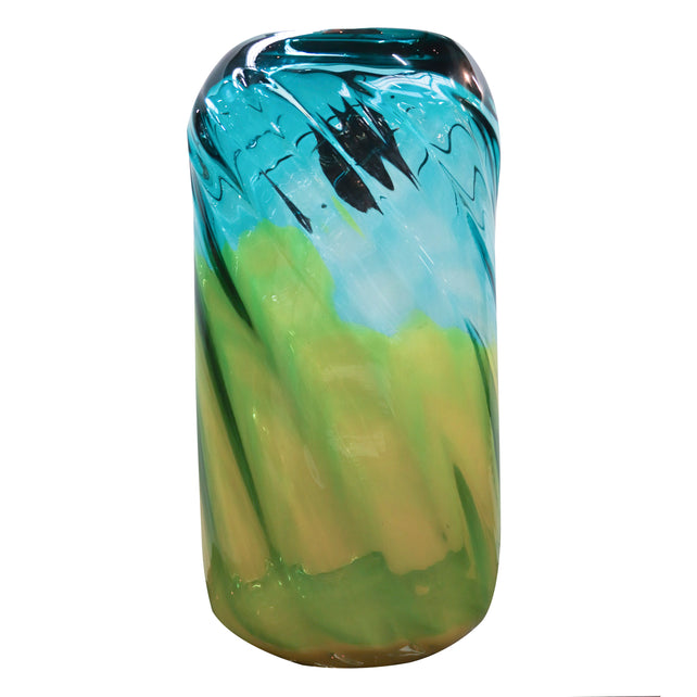 Vase handblown green/yellow 20x14x38