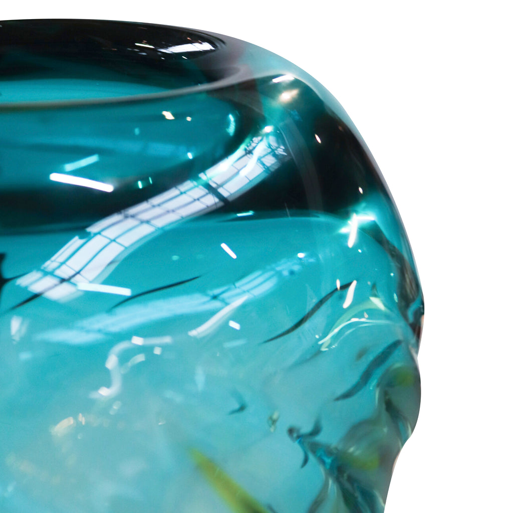 Vase handblown green/yellow 20x14x38