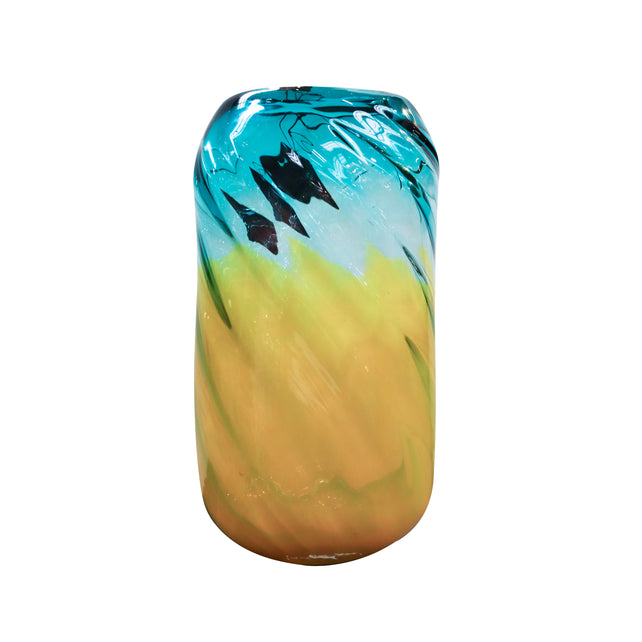 Vase handblown green/yellow 17x12x31
