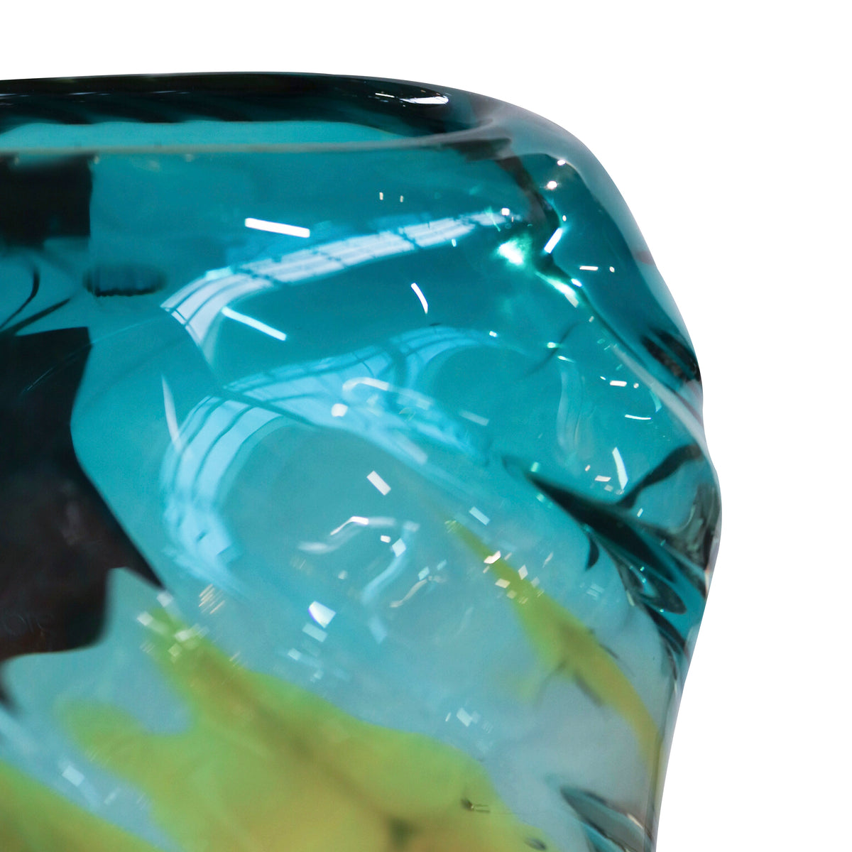 Vase handblown green/yellow 17x12x31