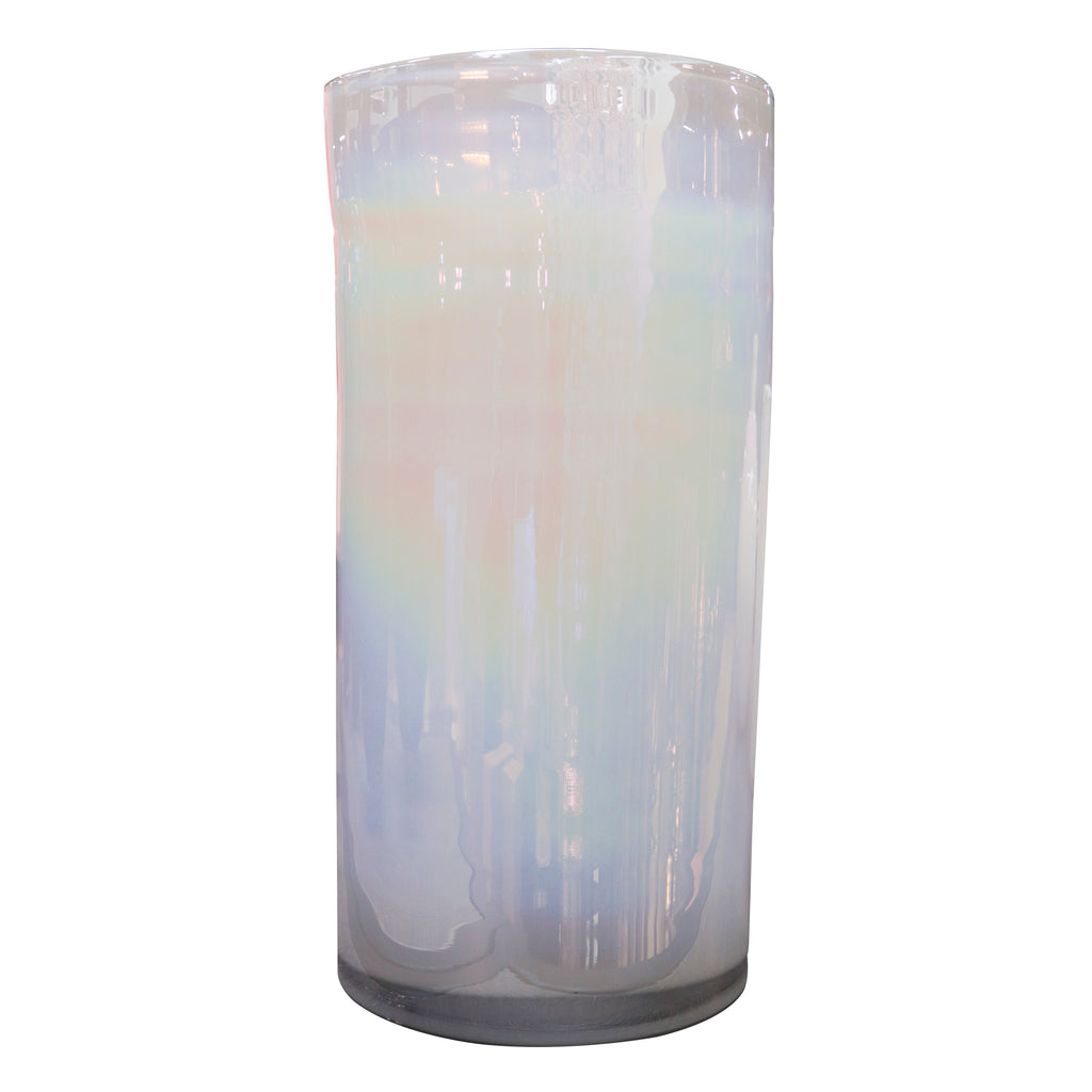 Vase handblown cilinder cloudy white 25x25x50