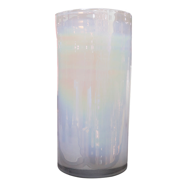 Vase handblown cilinder cloudy white 25x25x50