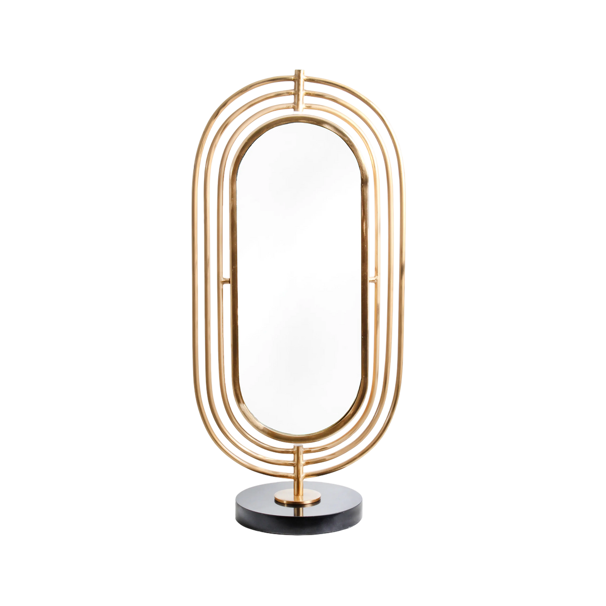 Mirror on black marble stand  ANT.BRASS 36x20x72