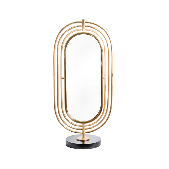 Mirror on black marble stand  ANT.BRASS 36x20x72