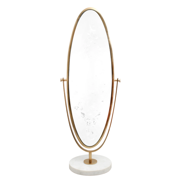 Mirror on white marble stand ANT.BRASS 31x23x87