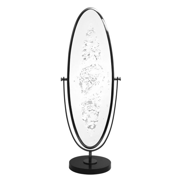 Mirror on black marble stand black NI 31x23x87