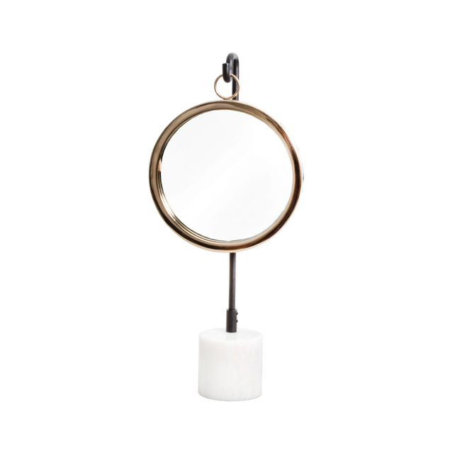 Mirror on white marble stand ANT.BRASS 16x8x39