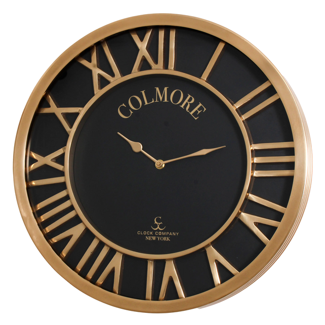 Wall clock black w/ANT.BRASS 45x6x45