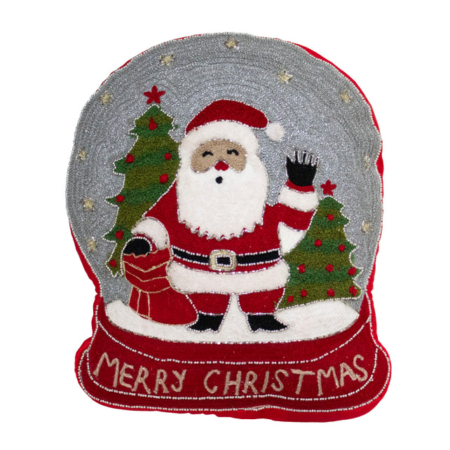 Cushion x-mass snow-globe santa multi 28x35