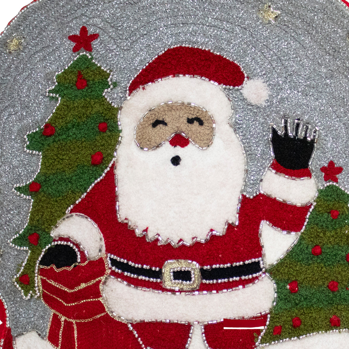 Cushion x-mass snow-globe santa multi 28x35