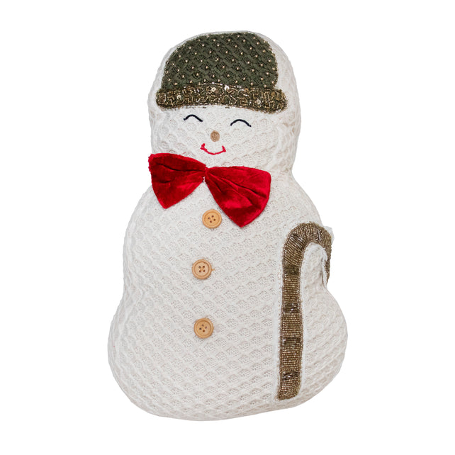 Cushion x-mass snowman w/hat white 40x25