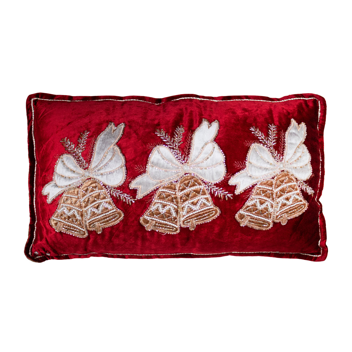Cushion x-mass bells red/multi velvet 35x50